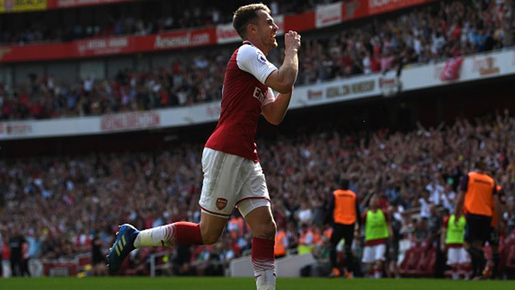 Mengingat kembali gol Aaron Ramsey untuk Arsenal di ajang Liga Europa. Copyright: © Getty Image