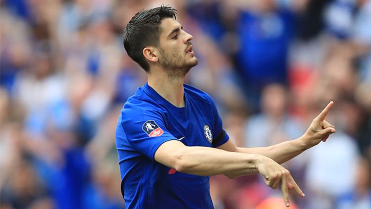 Alvaro Morata berselebrasi usai mencetak gol untuk Chelsea. Copyright: © Getty Image