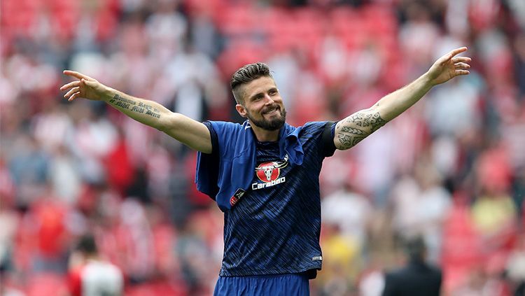 Olver Giroud pencetak gol pertama Chelsea. Copyright: © Getty Image