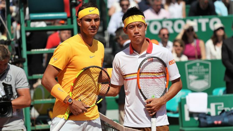 Rafael Nadal dan Kei Nishikori. Copyright: © Getty Image