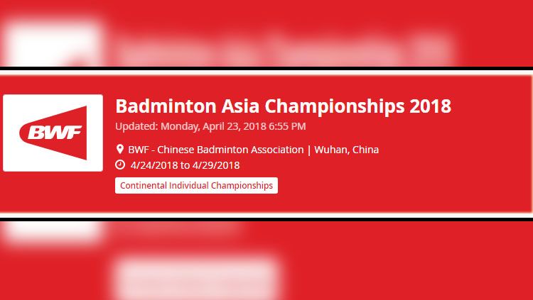 Logo Badminton Asia Championship 2018. Copyright: © BWF Software