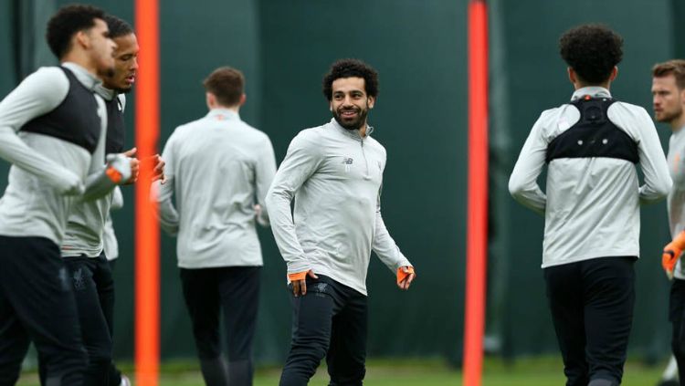 Mohamed Salah dalam sesi latihan Liverpool. Copyright: © Reuters