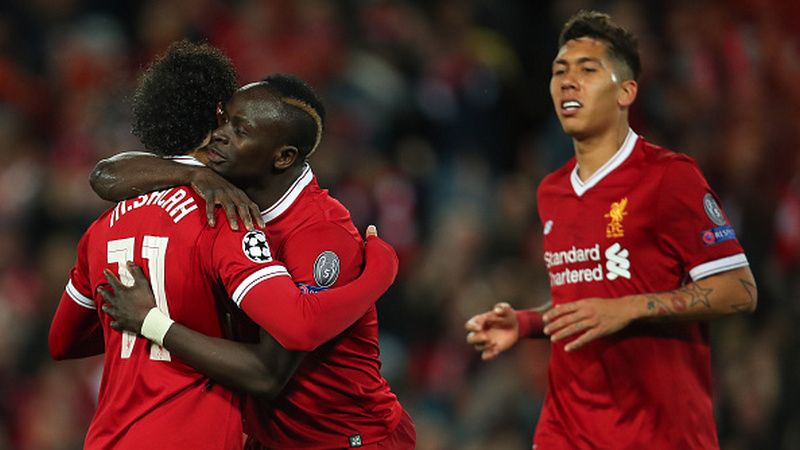 Mohamed Salah, Sadio Mane, dan Roberto Firmino. Copyright: © Getty Image