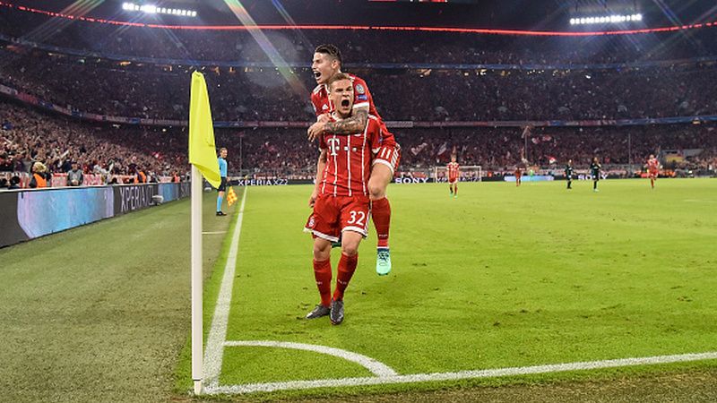 Joshua Kimmich merayakan golnya ke gawang Real Madrid. Copyright: © Getty Images