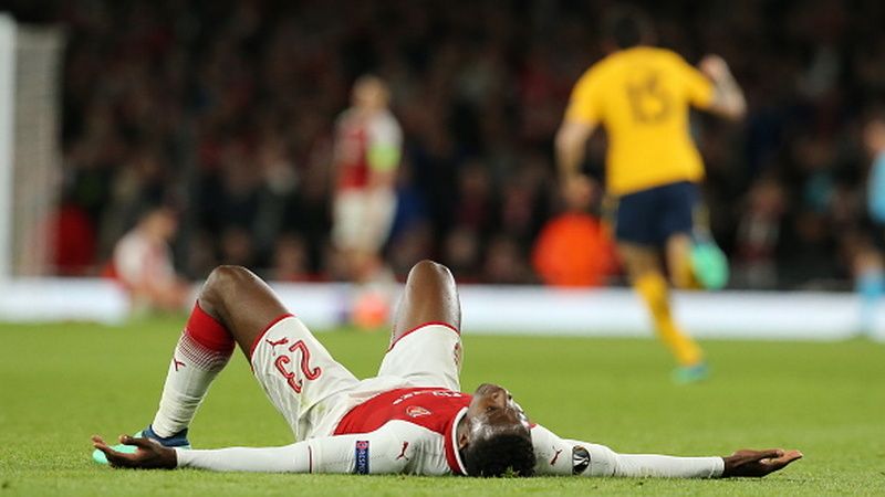 Danny Welbeck kecewa pasca Atletico Madrid menyamakan kedudukan. Copyright: © Getty Images