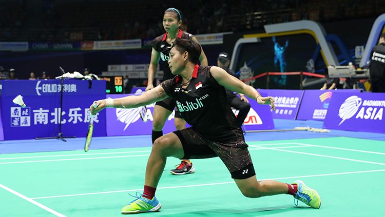 Greysia Polii/Apriyani Rahayu saat tampil Badminton Asia Championships 2018. Copyright: © Humas PBSI