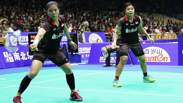 Greysia Polii/Apriyani Rahayu saat tampil Badminton Asia Championships 2018. Copyright: © Humas PBSI