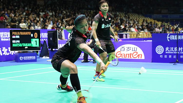 Greysia Polii/Apriyani Rahayu saat tampil Badminton Asia Championships 2018. Copyright: © Humas PBSI