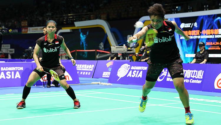 Greysia Polii/Apriyani Rahayu saat tampil Badminton Asia Championships 2018. Copyright: © Humas PBSI