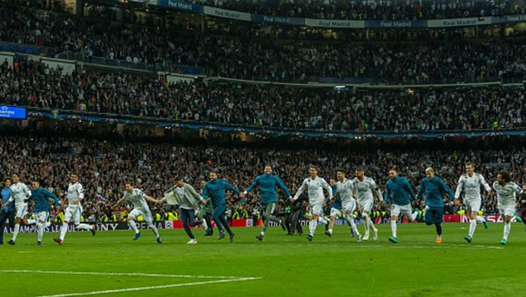 Skuat Real Madrid merayakan kemenangan Copyright: &copy; INDOSPORT
