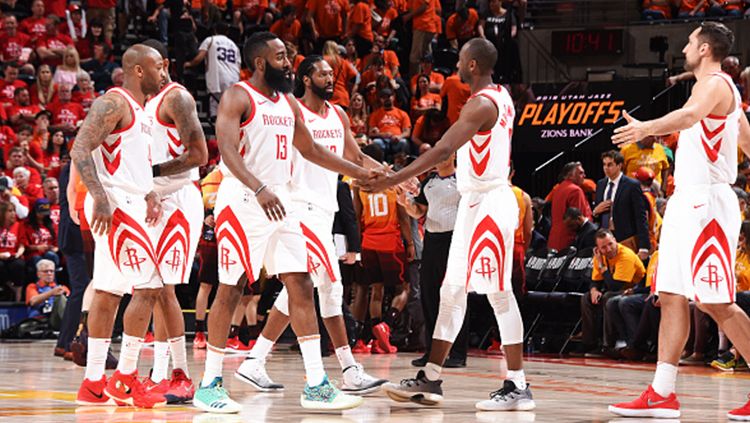 Selebrasi pemain Houston Rockets. Copyright: © INDOSPORT