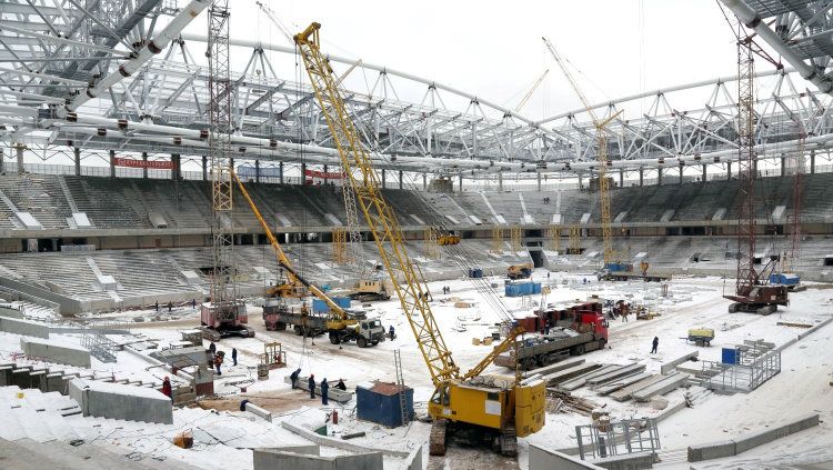 Proses pembangunan Spartak Stadium atau Otkrytiye Arena. Copyright: © INDOSPORT
