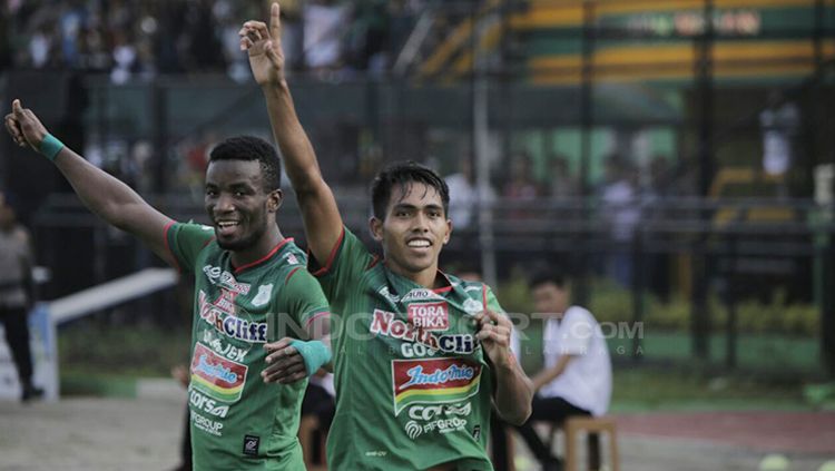 Selebrasi pemain PSMS Medan. Copyright: © Kesuma Ramadhan/INDOSPORT