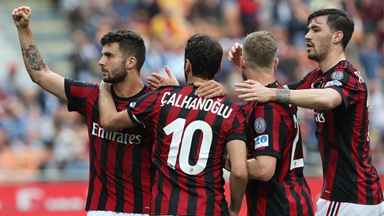 Selebrasi pemain AC Milan Copyright: © INDOSPORT