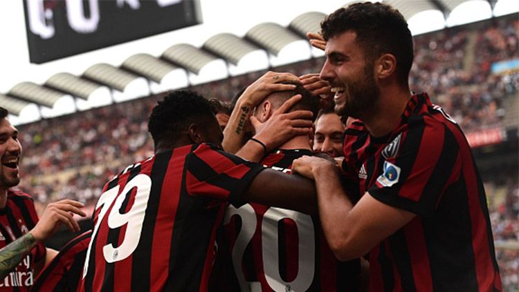 Selebrasi pemain AC Milan Copyright: © INDOSPORT