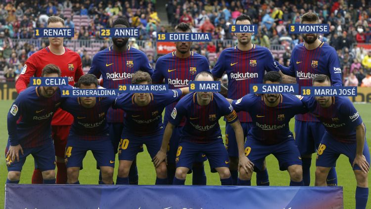 Skuat Barcelona dan nama ibu mereka. Copyright: © Marca
