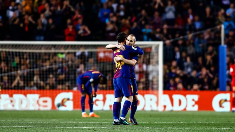 Andres Iniesta dan Lionel Messi. Copyright: © INDOSPORT