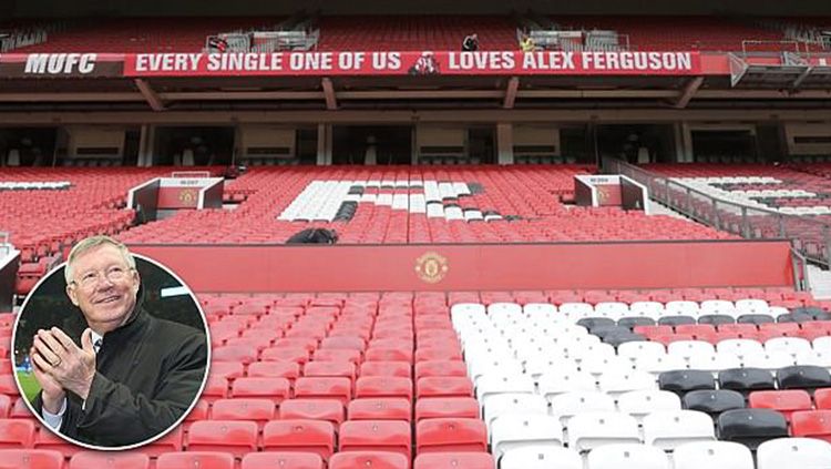 Banner dukungan untuk Sir Alex Ferguson. Copyright: © Daily Mail