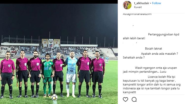 Akun Instagram wasit yang memimpin jalannya laga Persija vs Home United, Turki Alkhudair. Copyright: © t-alkhudair/Instagram