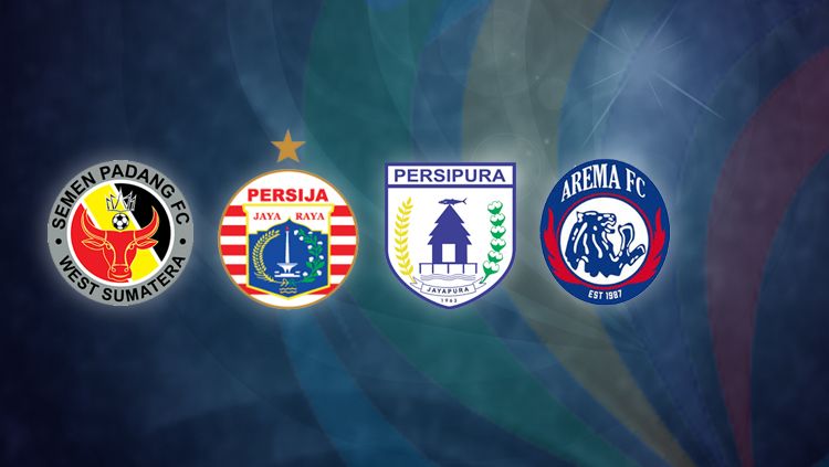 Semen Padang, Persija Jakarta, Persipura Jayapura, dan Arema FC. Copyright: © INDOSPORT