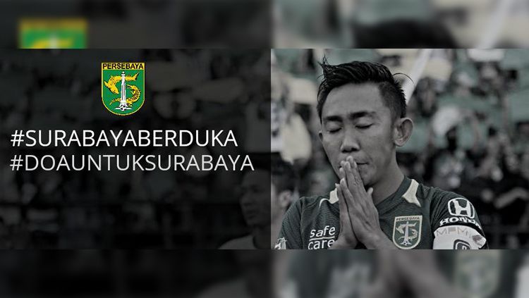 Persebaya Surabaya berduka akibat teror bom. Copyright: © Twitter/@persebayaupdate