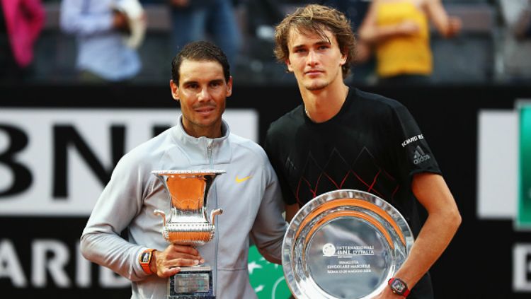 Rafael Nadal dan Alexander Zverev. Copyright: © INDOSPORT