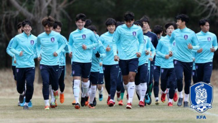 Tim Nasional Korea Selatan U-23 saat menjalani sesi latihan. Copyright: © kfa.or.kr