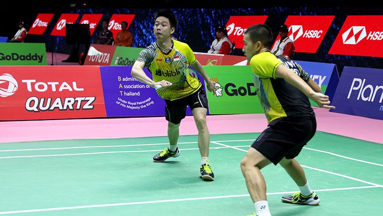 Kevin Sanjaya/Marcus Gideon Feraldi, ganda putra andalan Indonesia di Malaysia Open 2018.  Copyright: © Humas PBSI