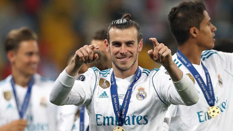 Gareth Bale selebrasi usai membawa Real Madrid menjuarai Liga Champions 2017/18. Copyright: © Getty Image