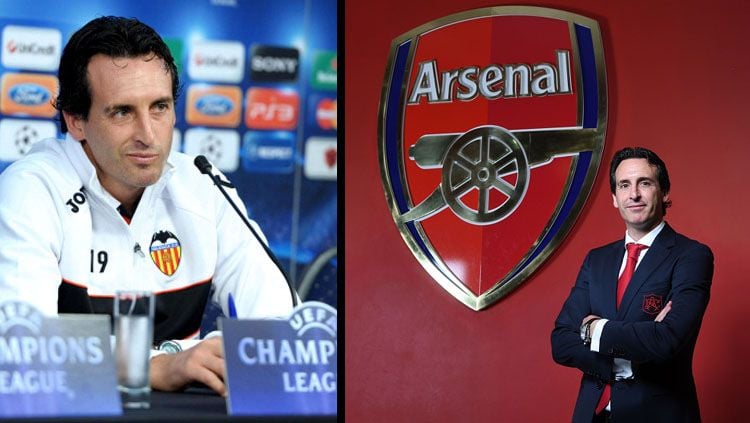 Unai Emery saat masih melatih di Malaga (kiri) dan kini melatih Arsenal. Copyright: © Getty Images