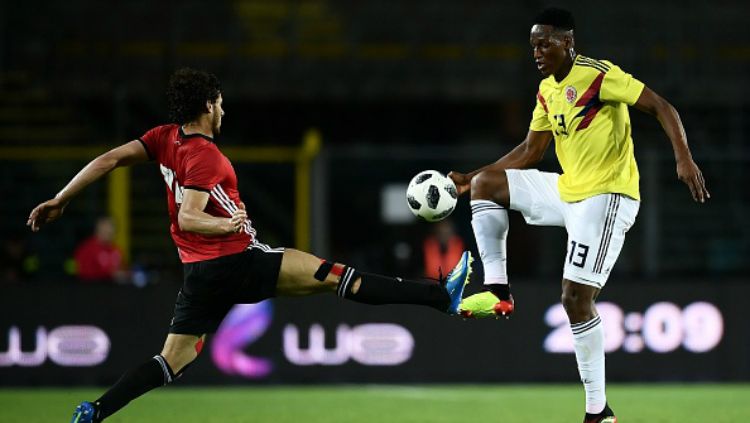 Mesir dan Kolombia harus puas menyudahi laga dengan skor imbang 0-0 di laga uji coba jelang Piala Dunia 2018. Copyright: © MARCO BERTORELLO/AFP/Getty Images