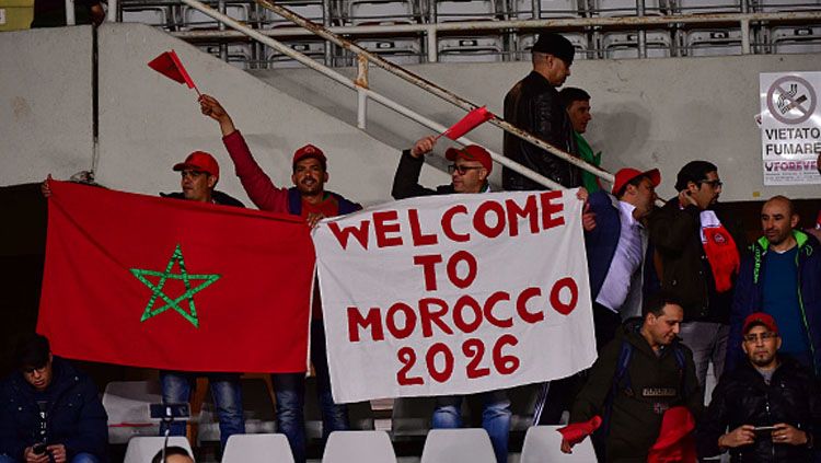 Pendukung Timnas Maroko. Copyright: © INDOSPORT