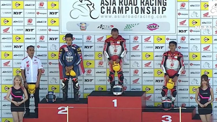 Rheza Danica dan Mario SA merebut podium pertama dan ketiga di Race pertama kelas AP250 di Suzuka Jepang. Copyright: © astrahondaracingteam