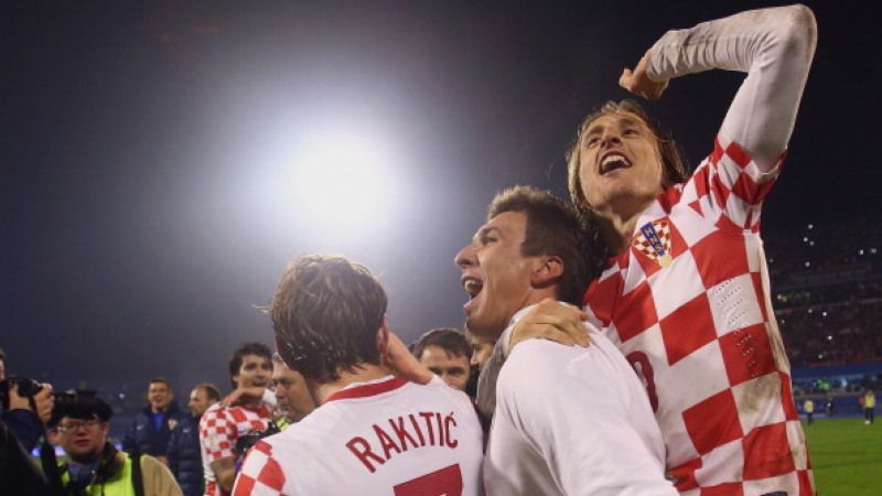 Ivan Rakitic, Mario Mandzukic, Luka Modric di Timnas Kroasia. Copyright: © Getty Images