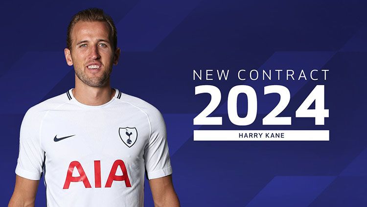 Harry Kane resmi perpanjang kontrak hingga 2024 di Tottenham Hotspur. Copyright: © Twitter/@spursofficial