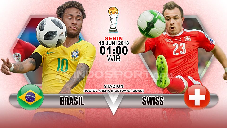 Brasil menghadapi Swiss di laga penyisihan Grup E Piala Dunia 2018. Copyright: © Indosport.com