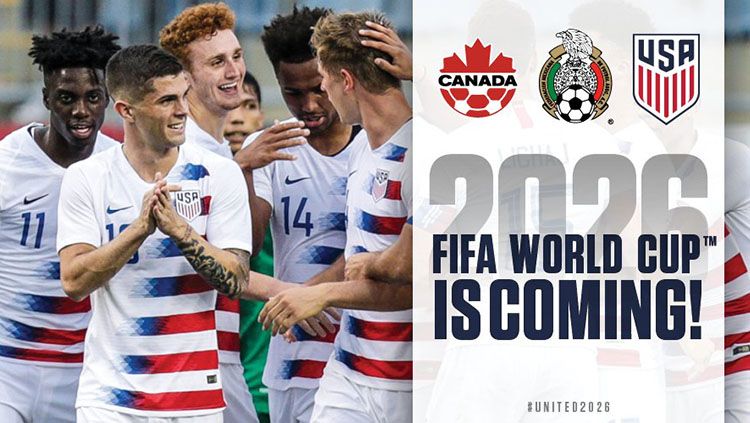 Amerika Serikat, Meksiko dan Kanada terpilih jadi tuan rumah Piala Dunia 2026. Copyright: © Twitter/@united2026