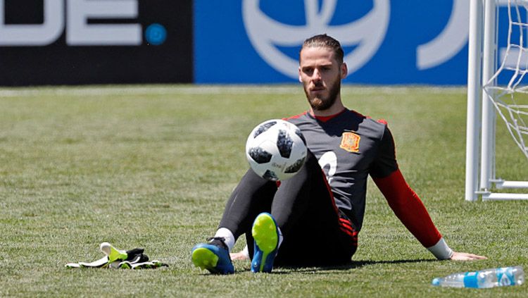 David De Gea saat sedang latihan bersama Timnas Spanyol. Copyright: © Getty Images