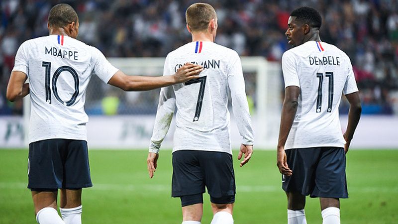 Mbappe, Griezmann, dan Dembele di Timnas Prancis. Copyright: © Getty Images