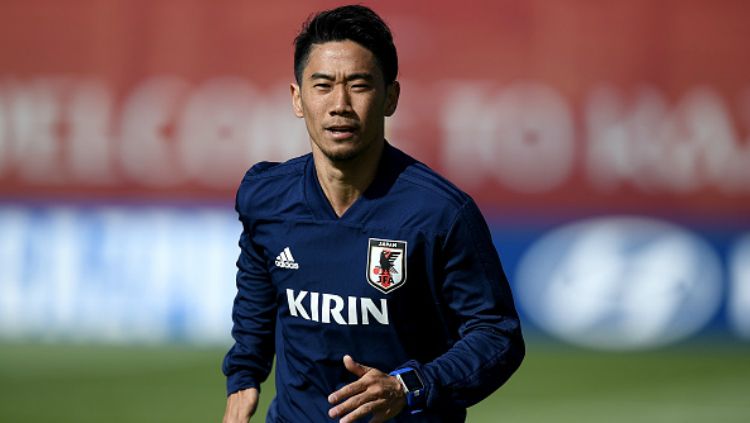 Shinji Kagawa dalam sesi latihan Timnas Jepang di Piala Dunia 2018. Copyright: © Getty Images