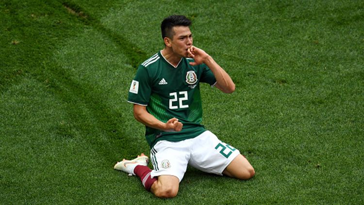Selebrasi Hirving Lizano usai Meksiko mengalahkan Jerman di Piala Dunia 2018. Copyright: © Getty Images