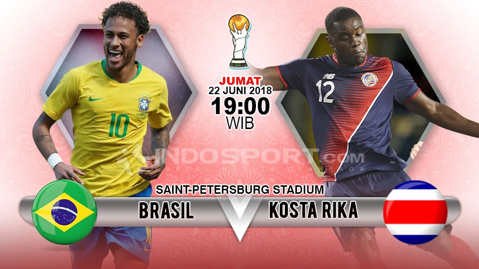 Brasil akan melawan Kosta Rika pada pertandingan kedua Grup E pada Piala Dunia 2018 di Rostov Arena. Copyright: © Indosport.com