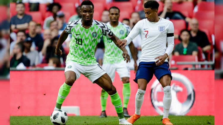 John Obi Mikel, kapten Nigeria di laga pra Piala Dunia 2018 melawan Inggris. Copyright: © Getty Images