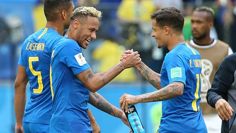 Neymar dan Philippe Coutinho, dua pemain bintang Timnas Brasil. Copyright: © Getty Images