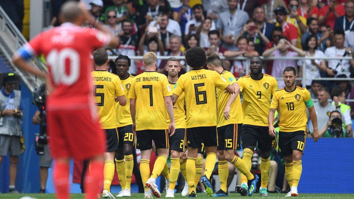 Selebrasi Timnas Belgia atas gol Lukaku ke gawang Tunisia Copyright: © Getty Images