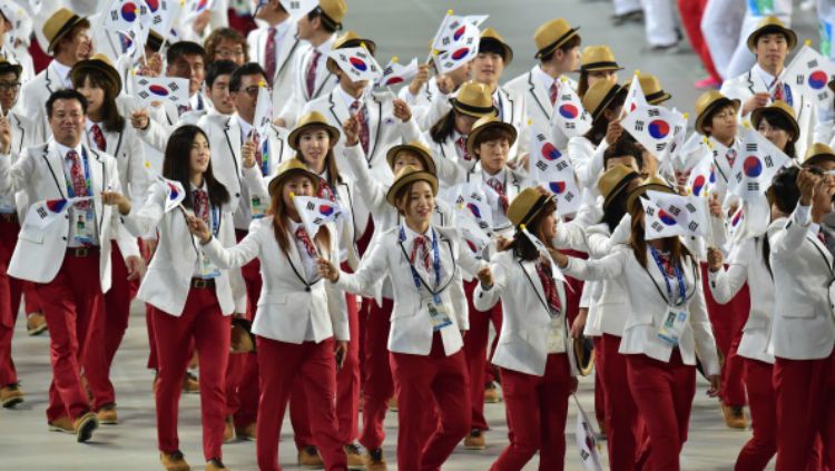 Defile atlet Korea Selatan di Asian Games 2014. Copyright: © Getty Images