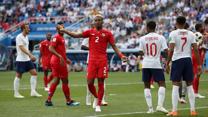 Michael Murillo, pemain Panama saat melawan Inggris di Piala Dunia 2018. Copyright: © Getty Images