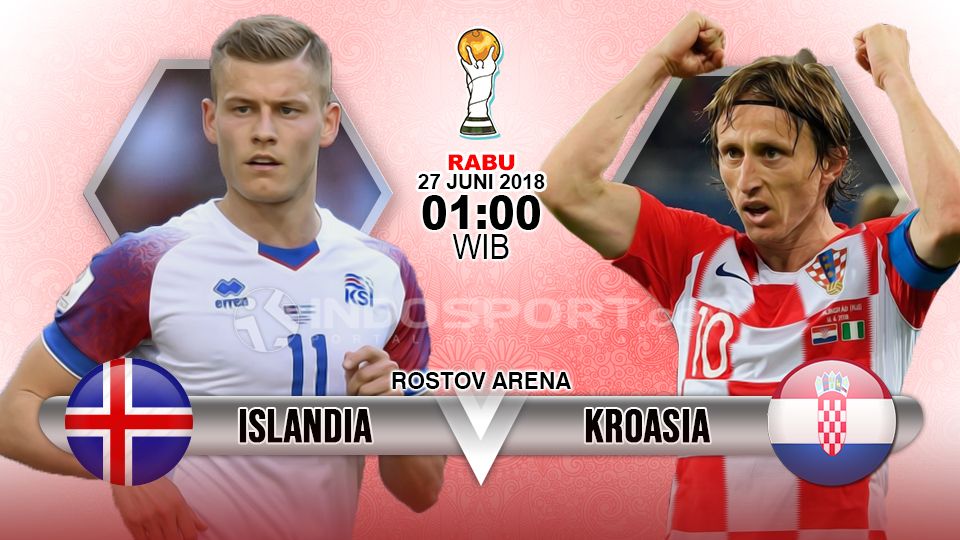 Islandia vs Kroasia akan berlangsung pada Rabu 27 Juni 2018 pukul 01.00 dini hari WIB di Rostov Arena. Copyright: © INDOSPORT