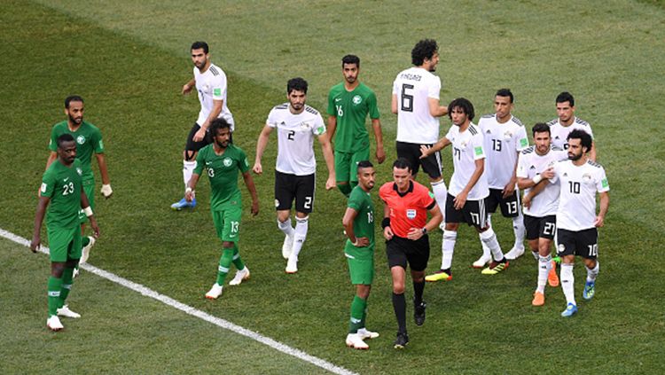 Situasi laga Arab Saudi vs Mesir di Piala Dunia 2018. Copyright: © Getty Images