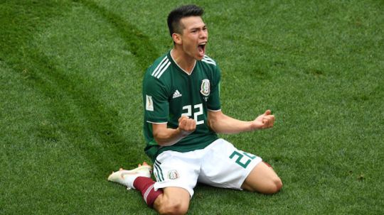 Selebrasi Hirving Lozano saat mencetak gol ke gawang Jerman (17/06/18). Copyright: © Football365